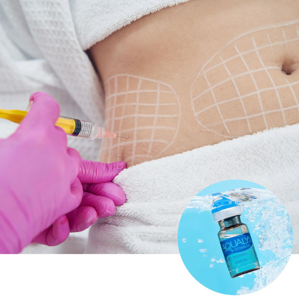 Woman having fat dissolving injection