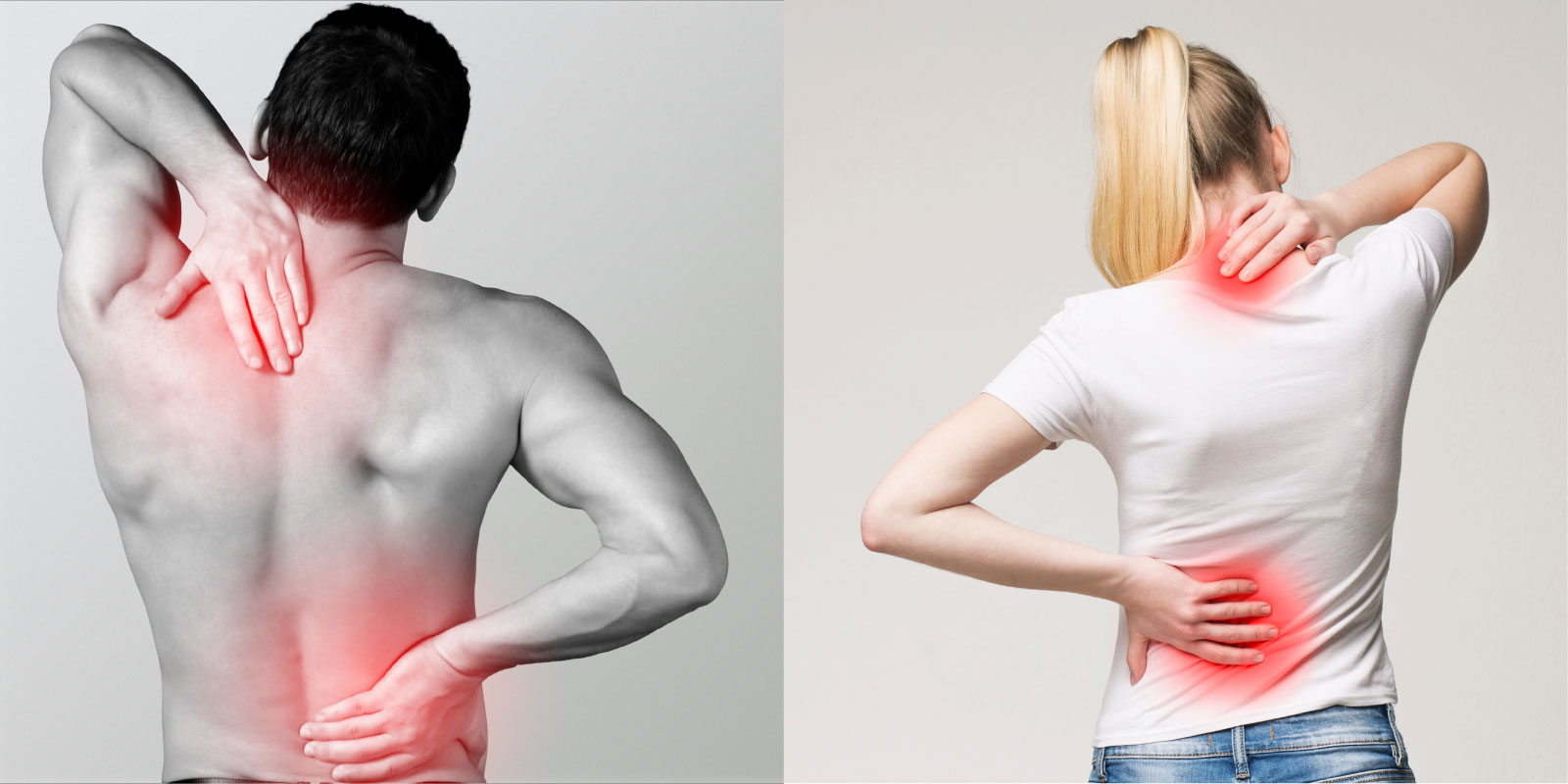 Sports-Injury-Header Man and woman with sports injury and back pain